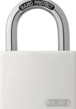 ABUS Zylindervorhangschloss T65AL/40 weiß Lock-Tag Schlossk.-B.43mm Alu.versch.-schl. - 80287 4