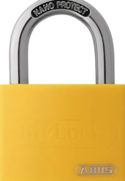 ABUS Zylindervorhangschloss T65AL/40 gelb Lock-Tag Schlossk.-B.43mm Alu.versch.-schl. - 80284 3