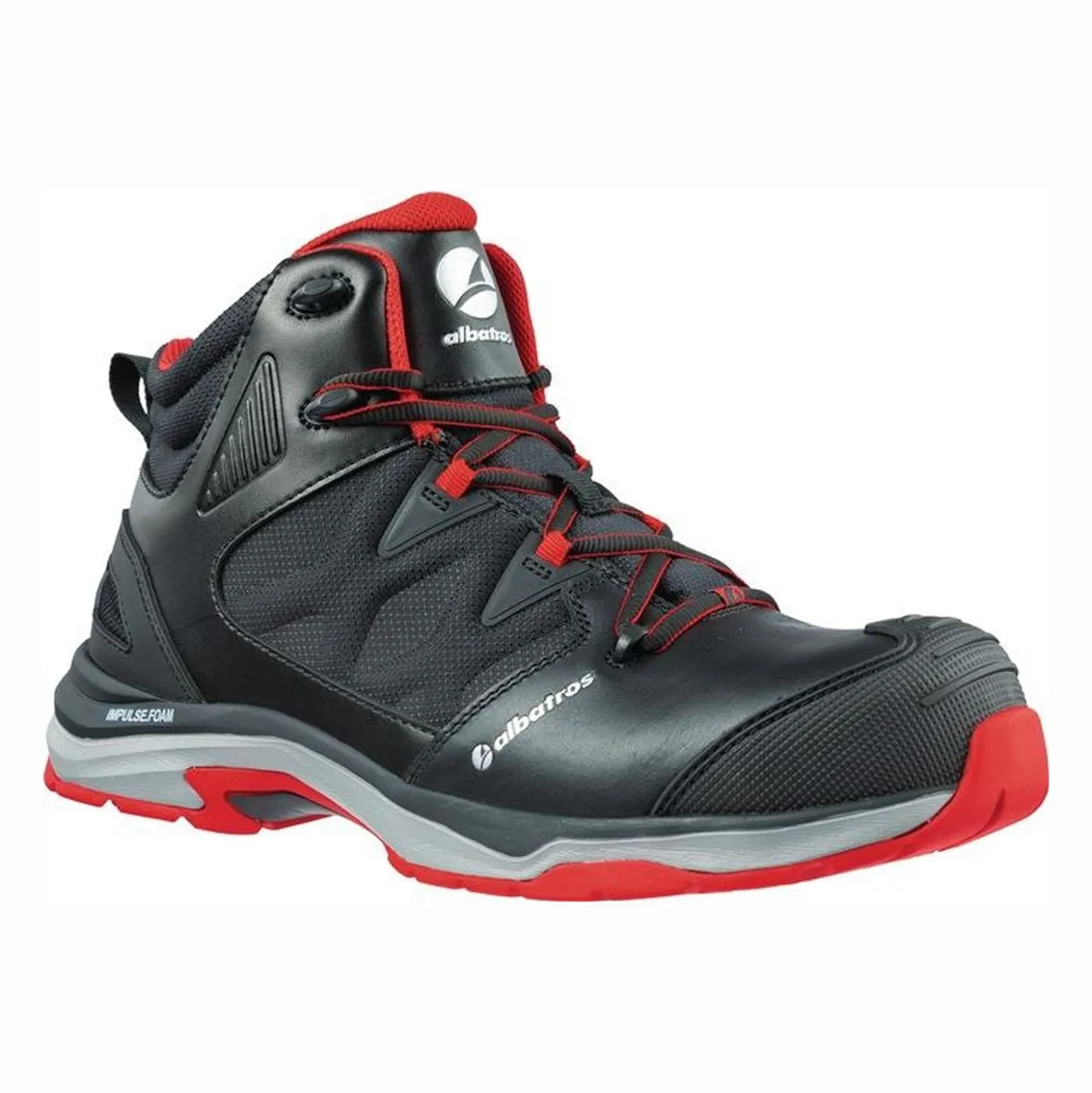 ALBATROS Sicherheitsstiefel ULTRATRAIL BLACK MID Größe 45 schwarz / rot - 63.620.0-45