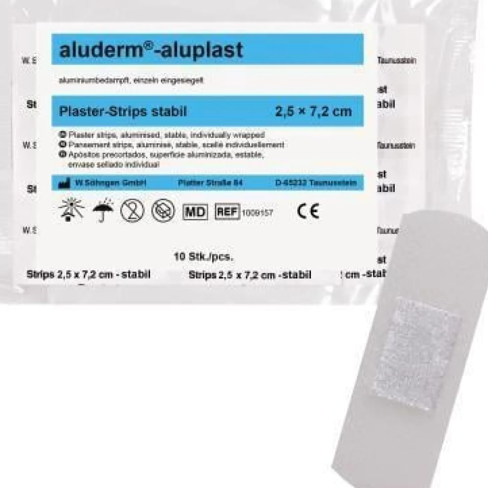 aluderm Pflaster aluplast Strips 1009157 2,5x7,2cm 10 St./Pack.