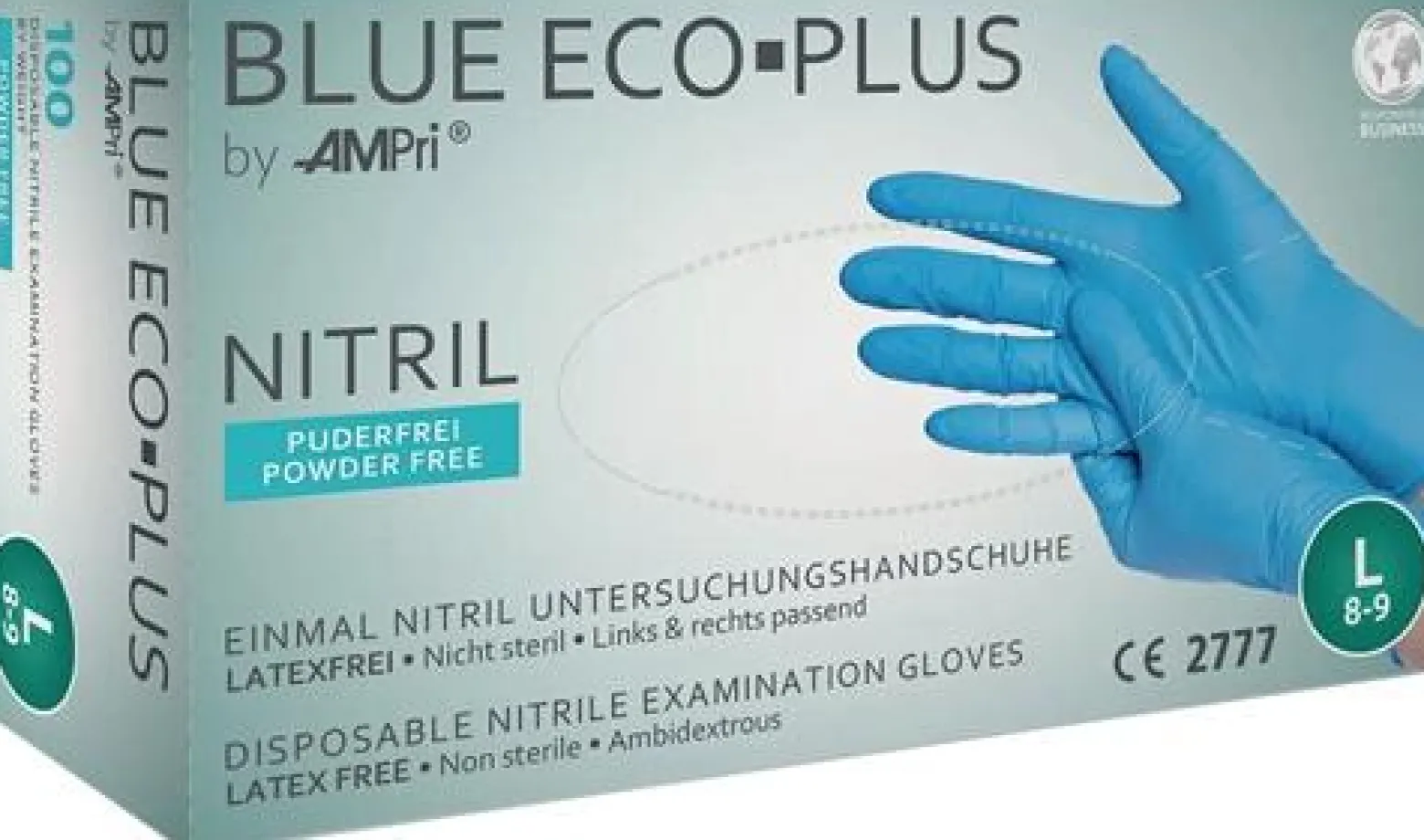 AMPri 100x Einweghandschuhe Blue Eco Plus Gr. L blau Nitril - 01198-L