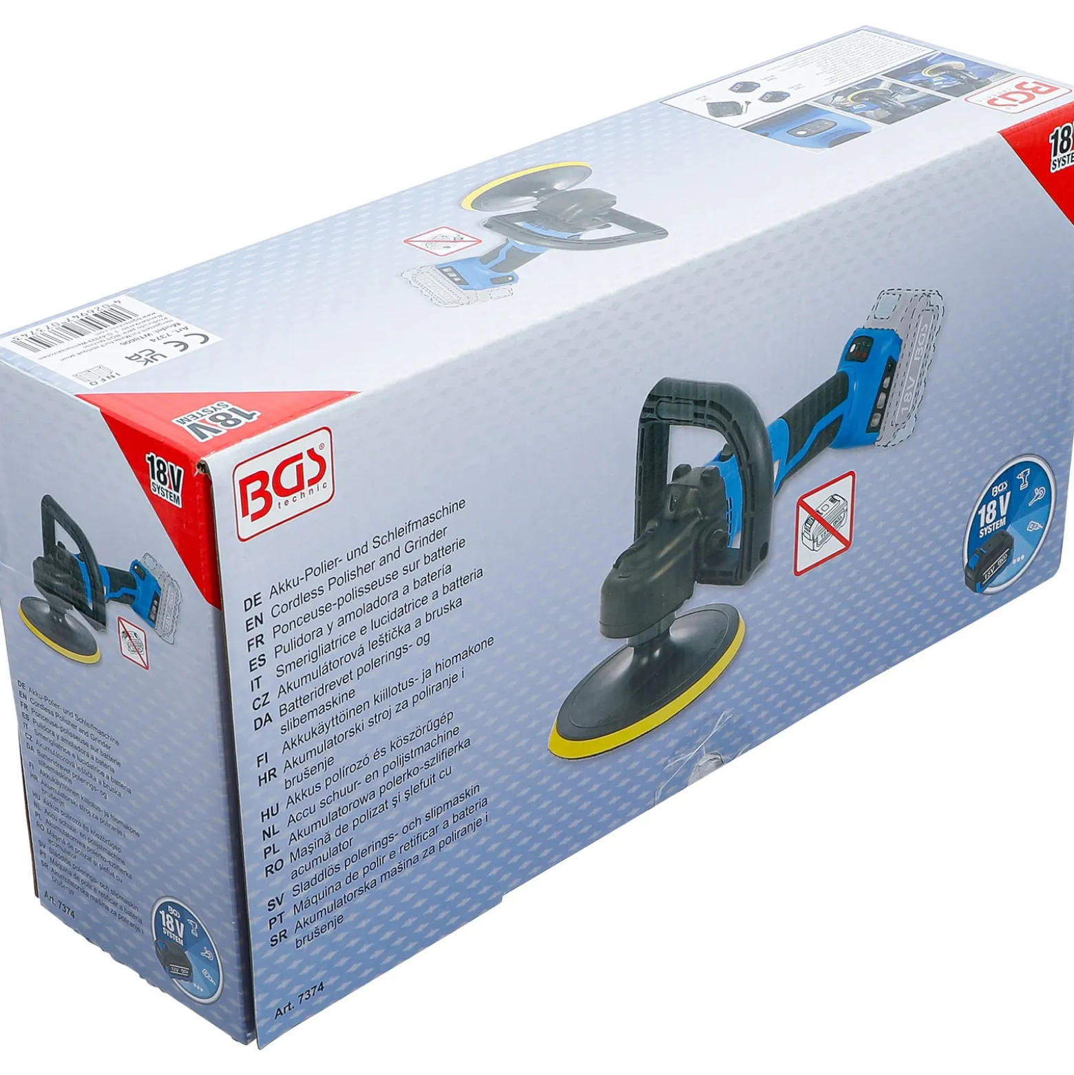 BGS Akku-Polier- und Schleifmaschine bürstenlos 18 V Solo - 7374
