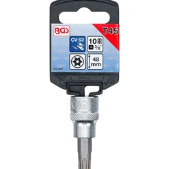 BGS Bit-Einsatz Antrieb Innenvierkant 10 mm (3/8") T-Profil (für Torx) mit Bohrung T45 - 2597