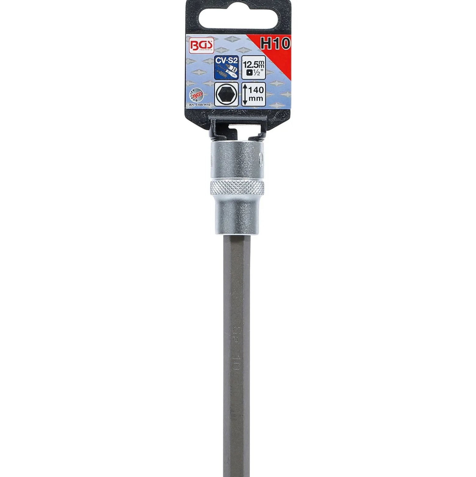 BGS Bit-Einsatz Länge 140 mm Antrieb Innenvierkant 12,5 mm (1/2") Innensechskant 10 mm - 5184-H10