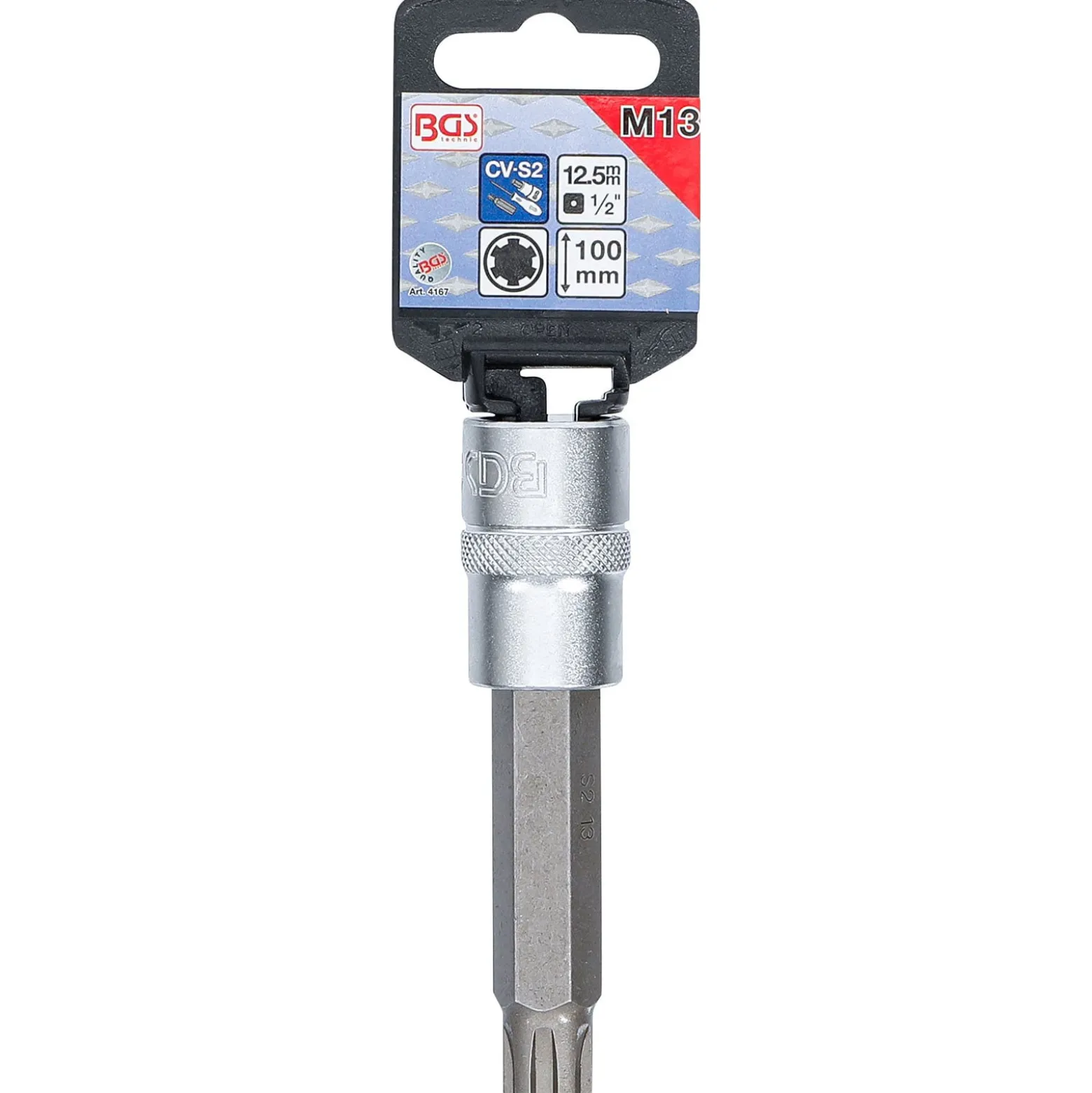 BGS Bit-Einsatz Länge 100 mm Antrieb Innenvierkant 12,5 mm (1/2") Keil-Profil (für RIBE) M13 - 4167
