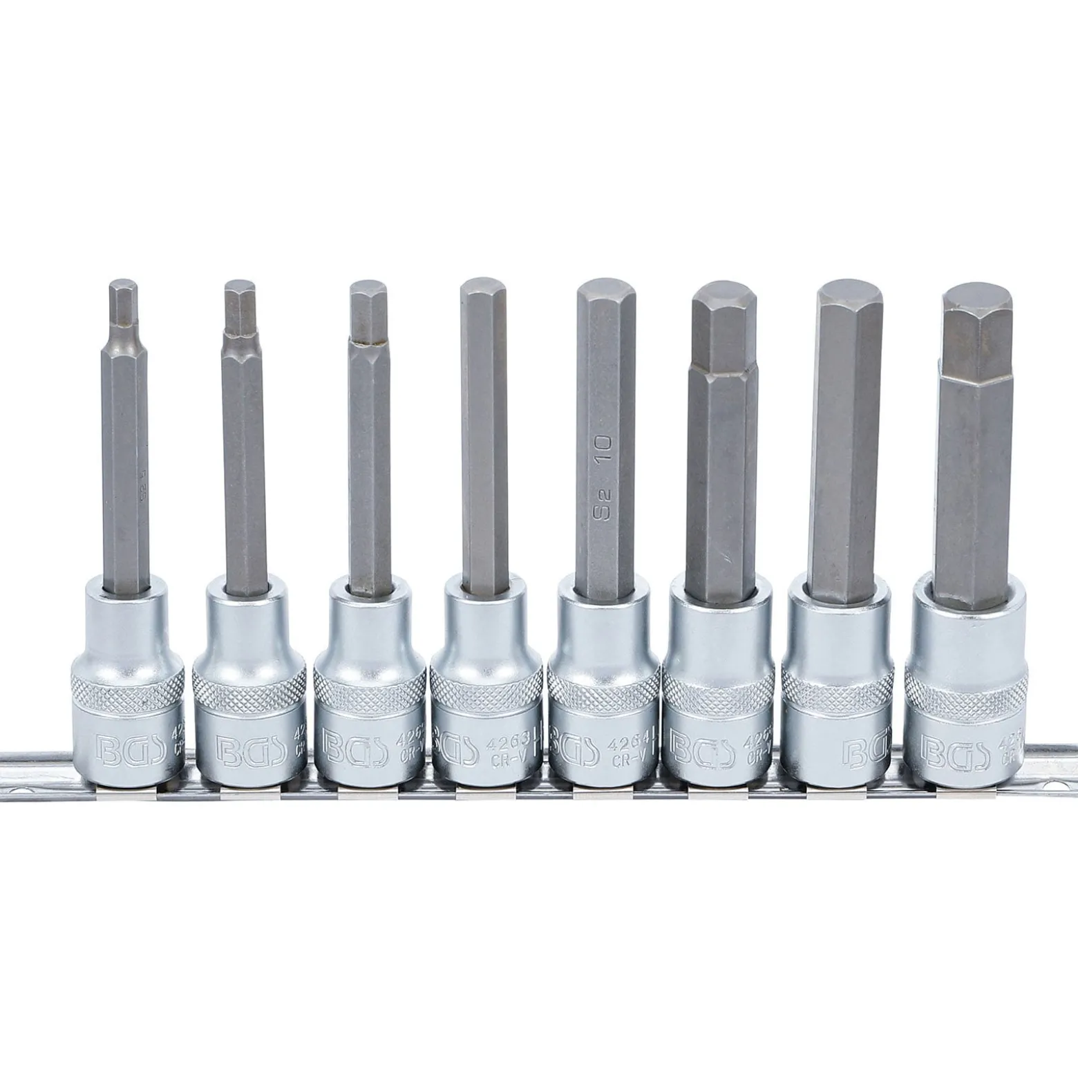 BGS Bit-Einsatz-Satz Antrieb Innenvierkant 12,5 mm (1/2") Innensechskant 5 - 13 mm 8tlg. - 5176