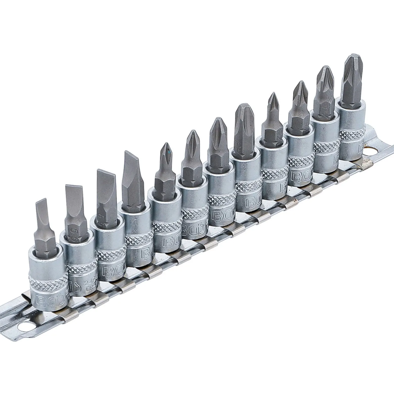 BGS Bit-Einsatz-Satz Antrieb Innenvierkant 6,3 mm (1/4") Schlitz, Kreuzschlitz PH, Kreuzschlitz PZ 12tlg. - 2163