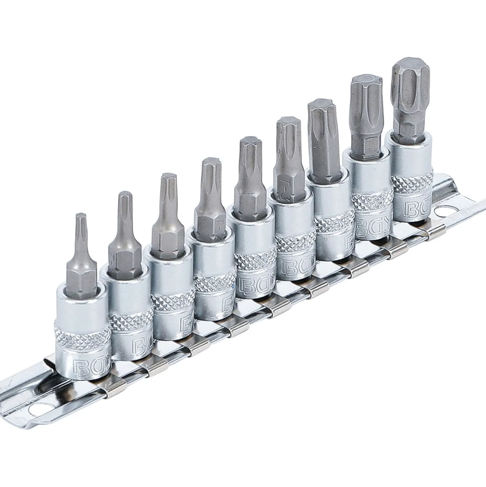 BGS Bit-Einsatz-Satz Antrieb Innenvierkant 6,3 mm (1/4") T-Profil (für Torx) T10 - T50 9tlg. - 2164