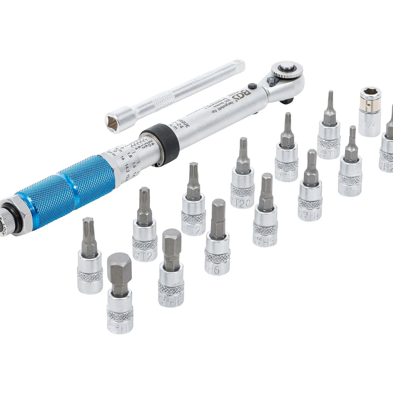 BGS Drehmomentschlüssel-Satz Abtrieb Außenvierkant 6,3 mm (1/4") 3 - 24 Nm 16tlg. - 72088