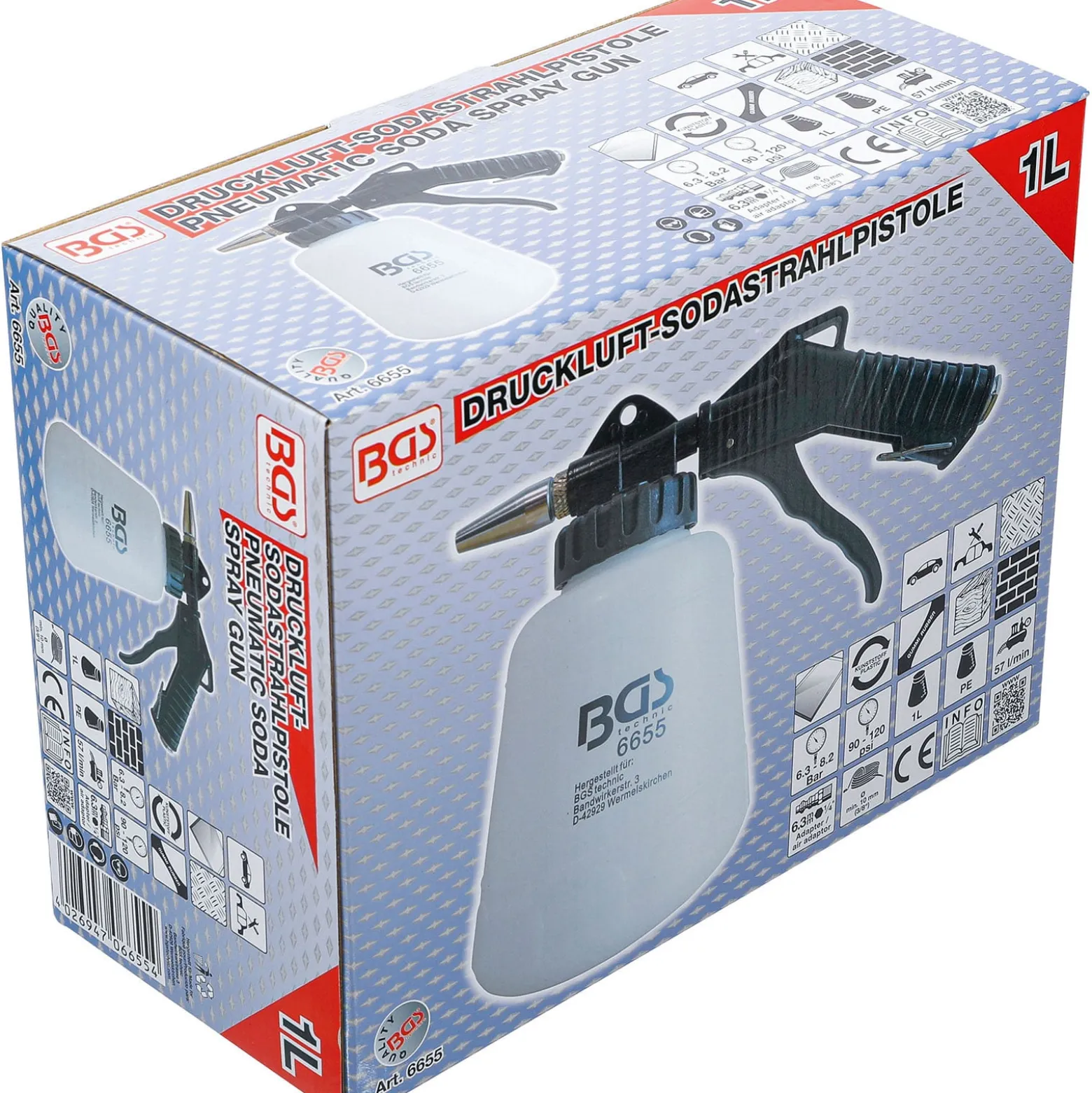 BGS Druckluft-Sodastrahlpistole 1 l - 6655