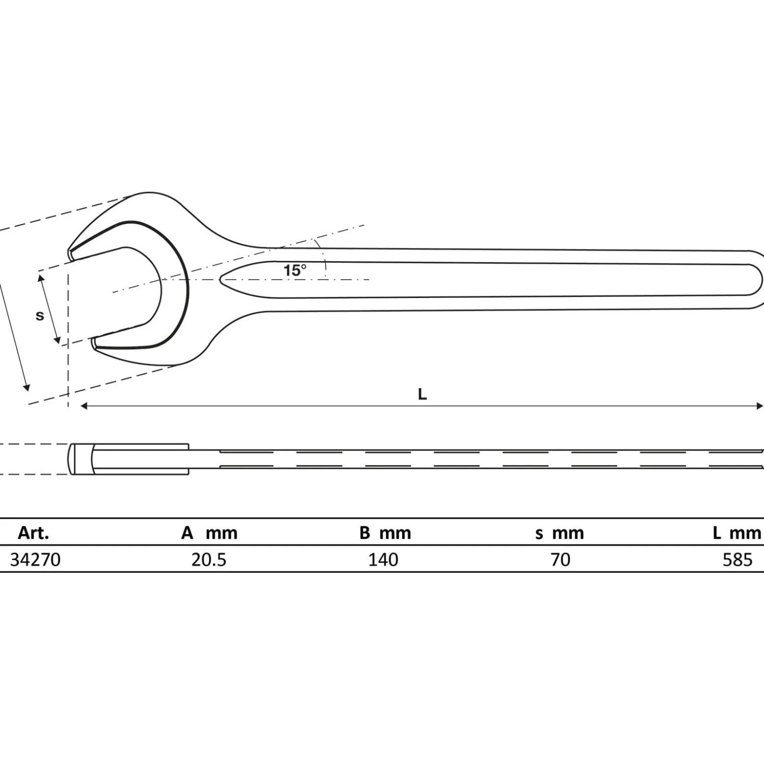 BGS Einmaulschlüssel DIN 894 SW 70 mm - 34270