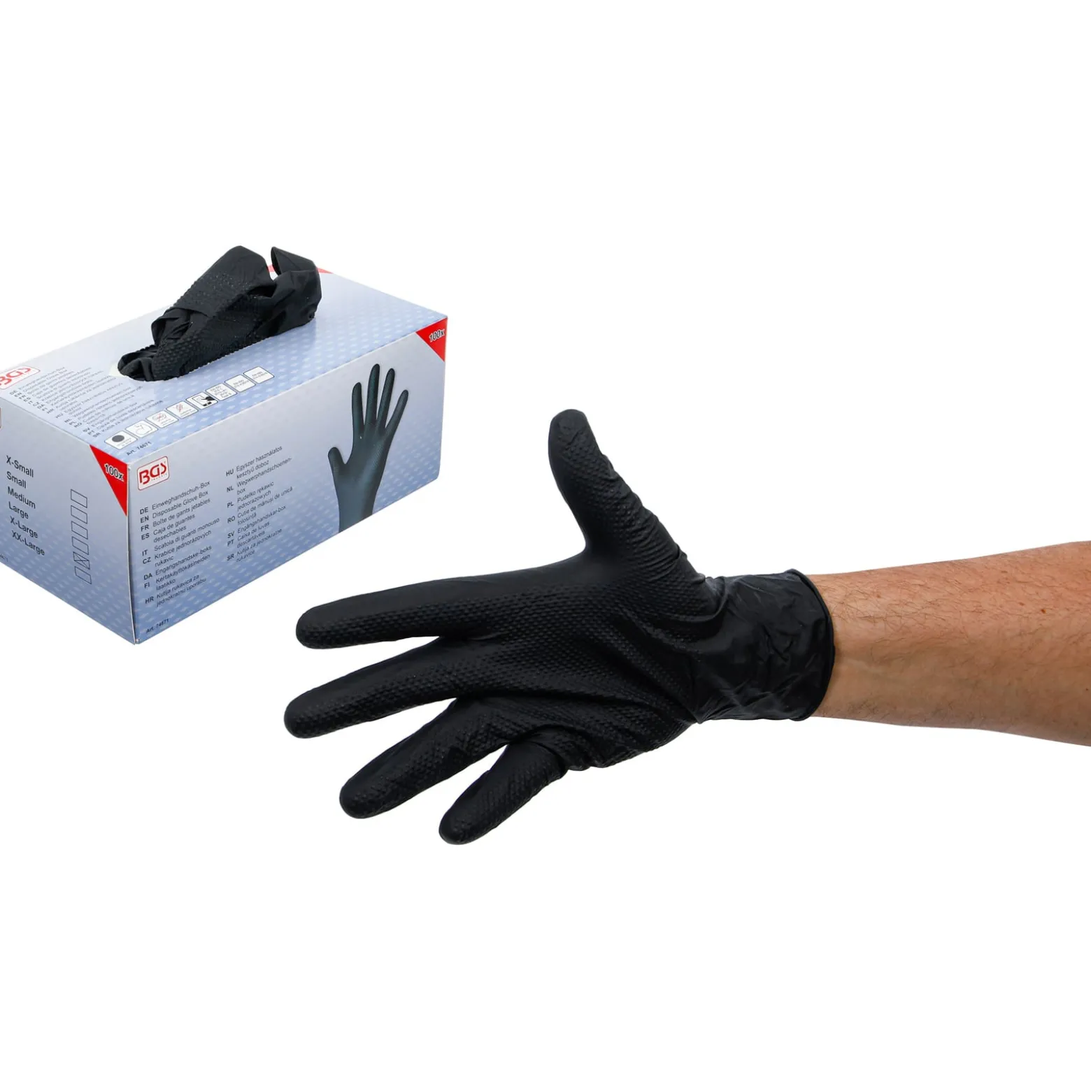 BGS Einweghandschuh-Box | Nitril | mit extra Griffigkeit | Gr. XL | 100 St. - 74671