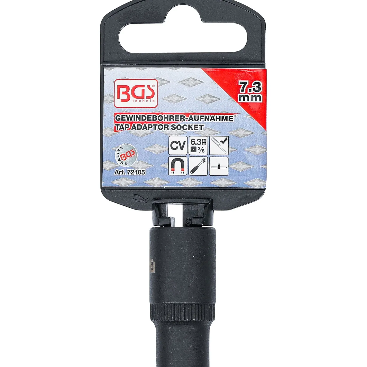 BGS Gewindebohrer-Aufnahme-Steckschlüssel-Einsatz 10 mm (3/8") 7,3 mm - 72105