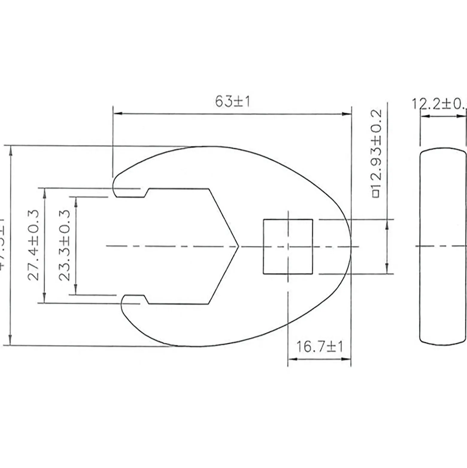 BGS Hahnenfußschlüssel Antrieb Innenvierkant 12,5 mm (1/2") SW 27 mm - 1757-27