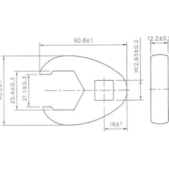 BGS Hahnenfußschlüssel Antrieb Innenvierkant 12,5 mm (1/2") SW 25 mm - 1757-25