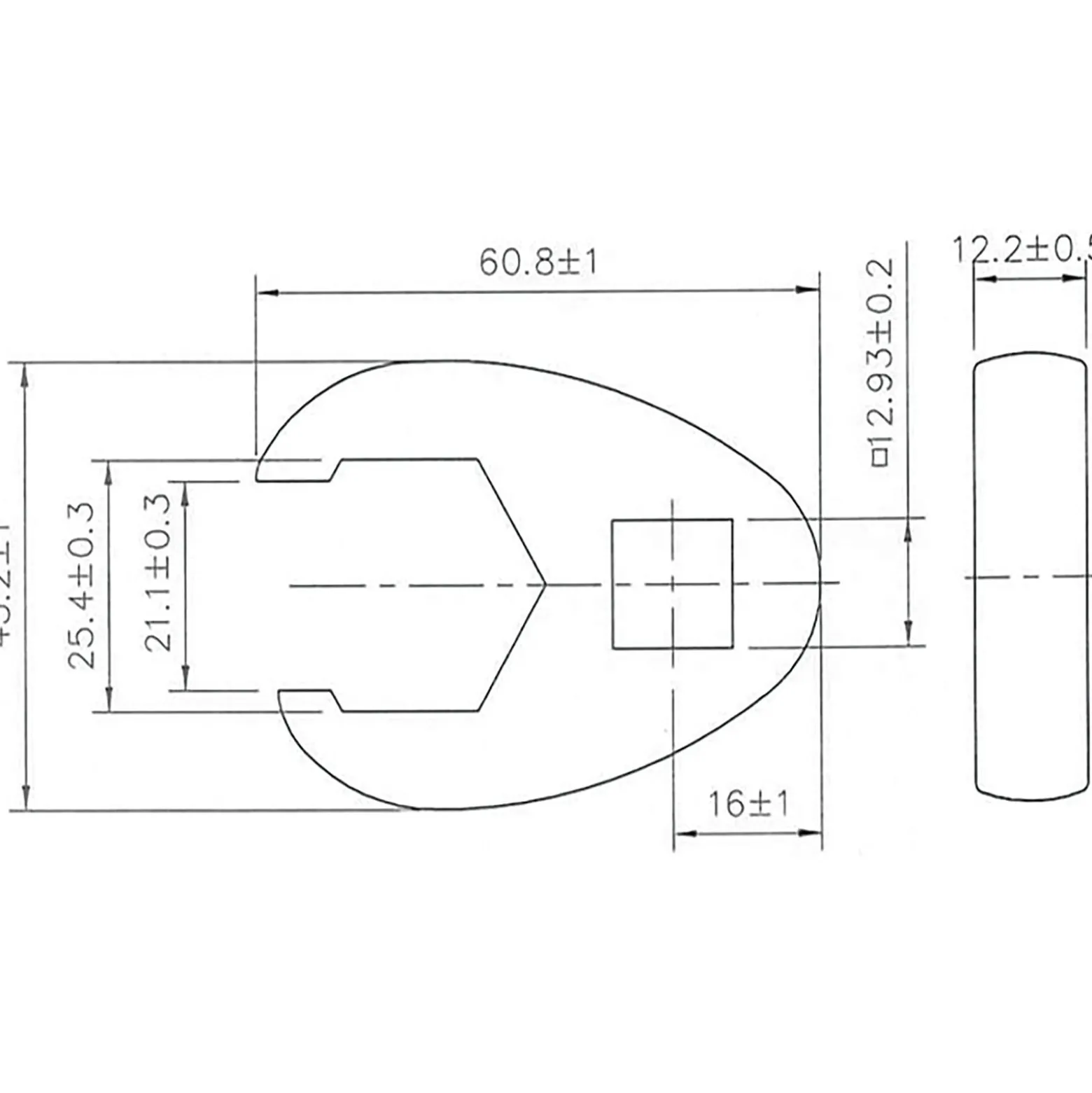 BGS Hahnenfußschlüssel Antrieb Innenvierkant 12,5 mm (1/2") SW 25 mm - 1757-25