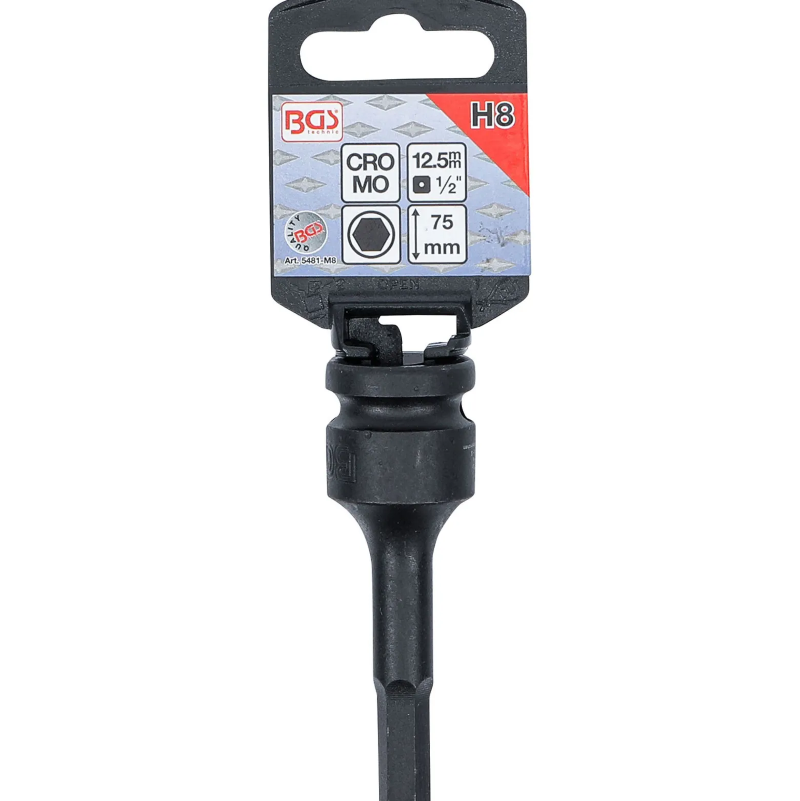 BGS Kraft-Bit-Einsatz Antrieb Innenvierkant 12,5 mm (1/2") Innensechskant 8 mm - 5481-M8