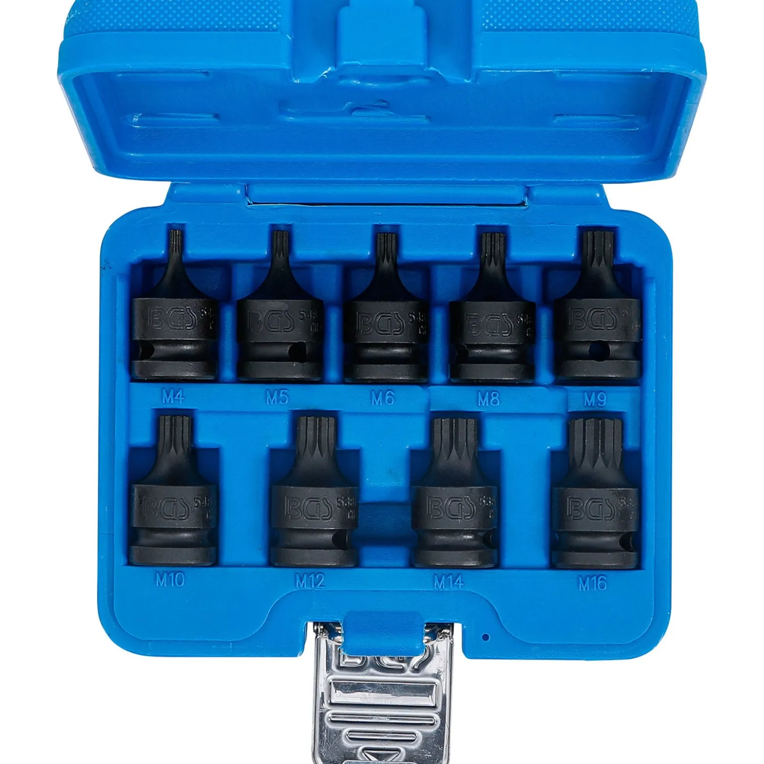 BGS Kraft-Bit-Einsatz-Satz Antrieb Innenvierkant 12,5 mm (1/2") Innenvielzahn (für XZN) M4 - M16 9tlg. - 5487