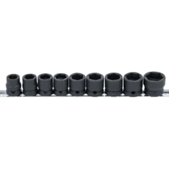 BGS Kraft-Steckschlüssel-Einsatz-Satz Sechskant, extra flach Antrieb Innenvierkant 12,5 mm (1/2") SW 13 - 24 mm 9tlg. - 9551