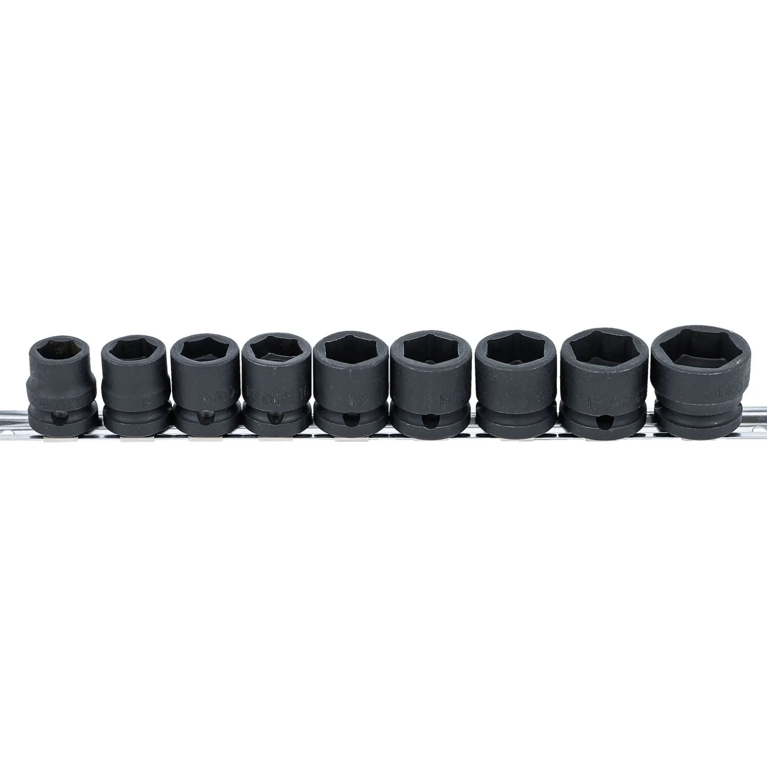 BGS Kraft-Steckschlüssel-Einsatz-Satz Sechskant, extra flach Antrieb Innenvierkant 12,5 mm (1/2") SW 13 - 24 mm 9tlg. - 9551