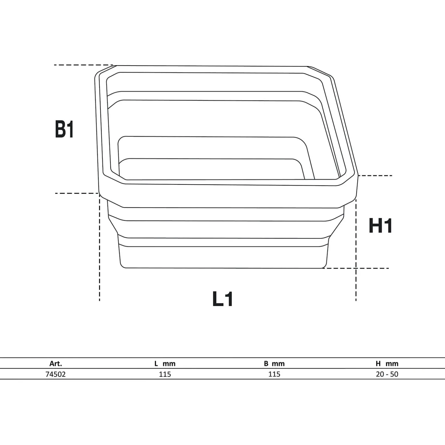BGS Magnet-Haftschalen-Satz Silikon faltbar 115 x 115 x 50 mm 4tlg. - 74502