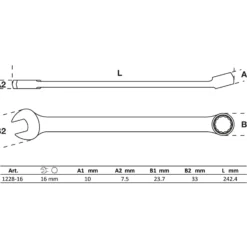 BGS Maul-Ringschlüssel extra lang SW 17 mm - 1228-17