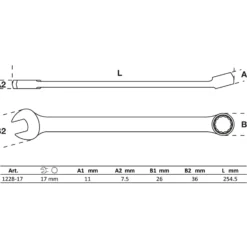 BGS Maul-Ringschlüssel extra lang SW 17 mm - 1228-17