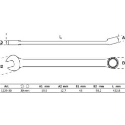 BGS Maul-Ringschlüssel extra lang SW 30 mm - 1229-30
