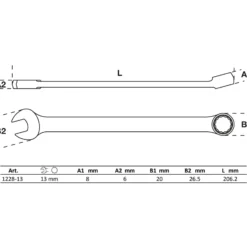 BGS Maul-Ringschlüssel extra lang SW 13 mm - 1228-13