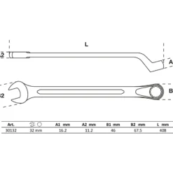 BGS Maul-Ringschlüssel gekröpft SW 32 mm - 30132