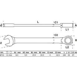 BGS Ratschenring-Maulschlüssel abwinkelbar SW 11 mm - 6711