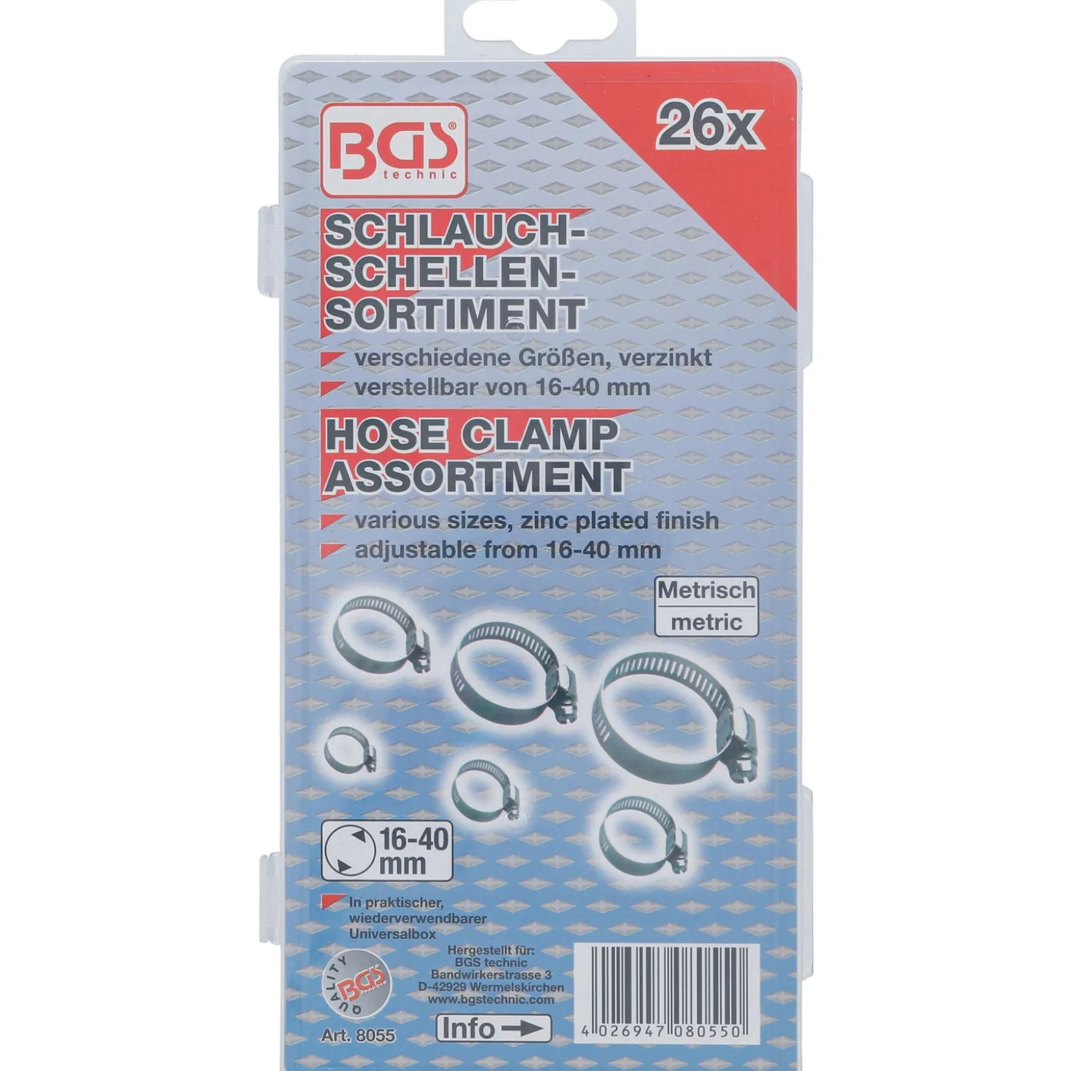 BGS Schlauchklemmen-Sortiment Ø 16 - 40 mm 26tlg. - 8055