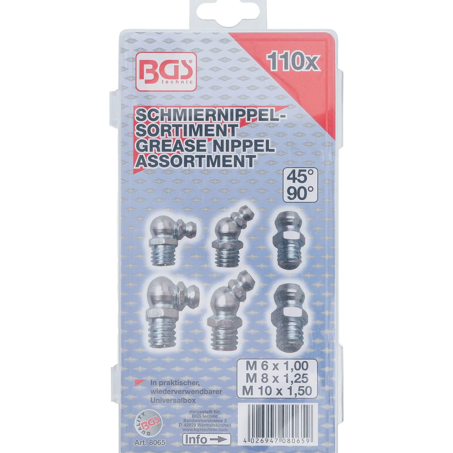 BGS Schmiernippel-Sortiment 110tlg. - 8065
