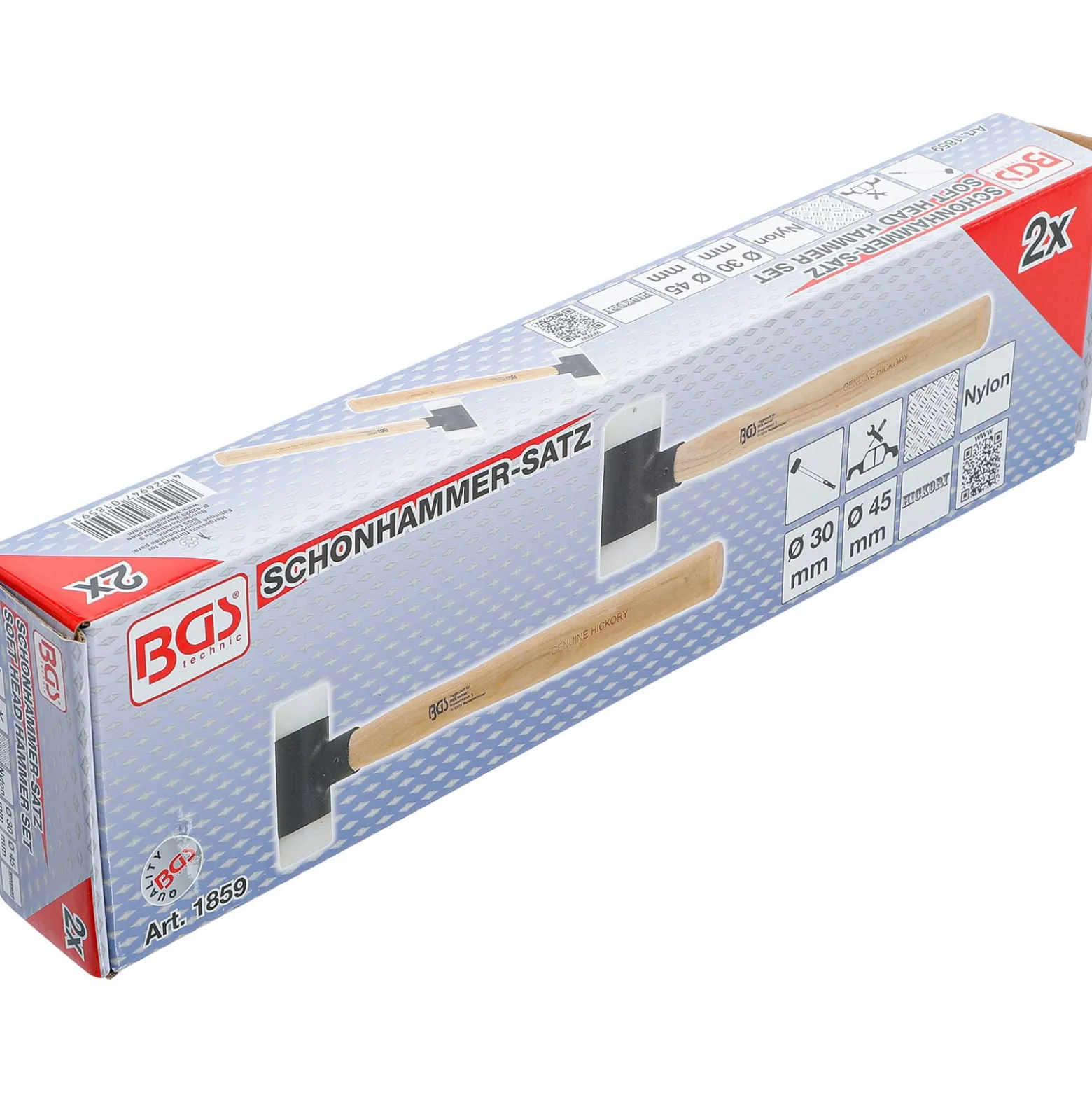 BGS Schonhammer-Satz Hickory-Stiel rückschlagfrei Ø 30 / 45 mm 300 / 550 g 2tlg. - 1859