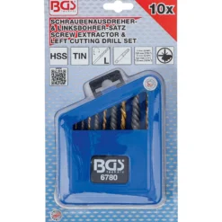 BGS Schraubenausdreher- & Linksbohrer-Satz HSS titan-nitriert 2 - 7,5 mm 10tlg. - 6780