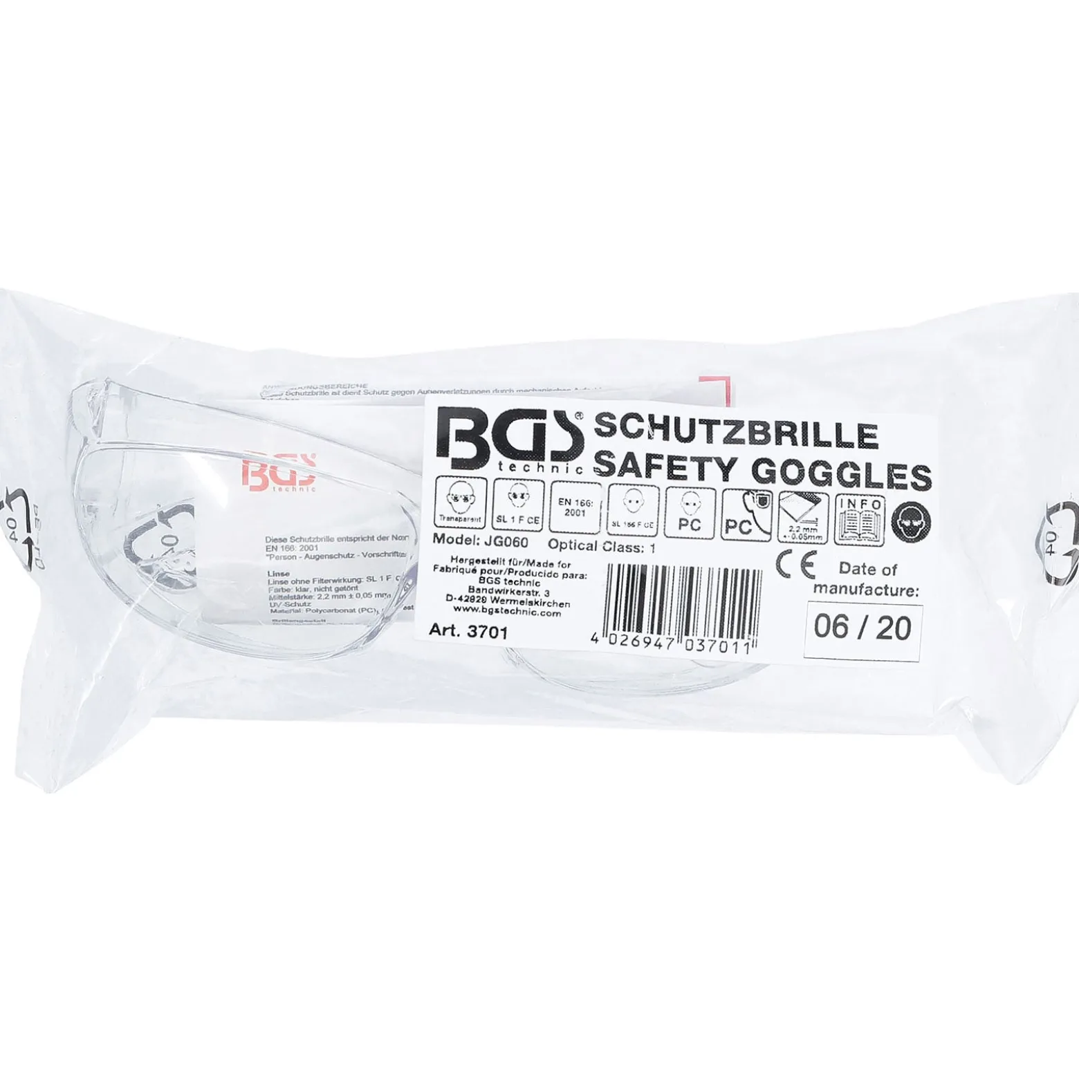 BGS Schutzbrille transparent - 3701