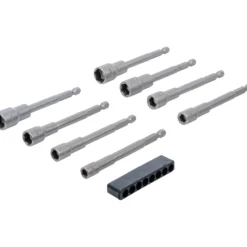 BGS Steckschlüssel-Einsatz-Satz Sechskant extra lang Antrieb Außensechskant 6,3 mm (1/4") für Bohrmaschinen SW 6 - 13 mm 8tlg. - 2759