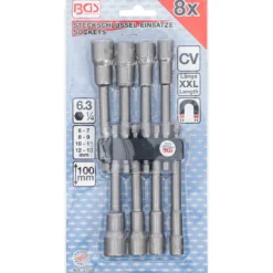 BGS Steckschlüssel-Einsatz-Satz Sechskant extra lang Antrieb Außensechskant 6,3 mm (1/4