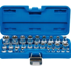 BGS Steckschlüssel-Einsatz-Satz E-Profil Antrieb Innenvierkant 6,3 mm 1/4" / 12,5 mm (1/2") SW E4 - E24 28tlg. - 70099