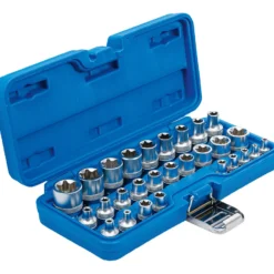 BGS Steckschlüssel-Einsatz-Satz E-Profil Antrieb Innenvierkant 6,3 mm 1/4" / 12,5 mm (1/2") SW E4 - E24 28tlg. - 70099