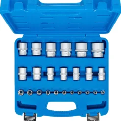 BGS Steckschlüssel-Einsatz-Satz Sechskant Antriebe Innenvierkant 6,3 mm (1/4"), 12,5 mm (1/2") Zollmaße 24tlg. - 2246