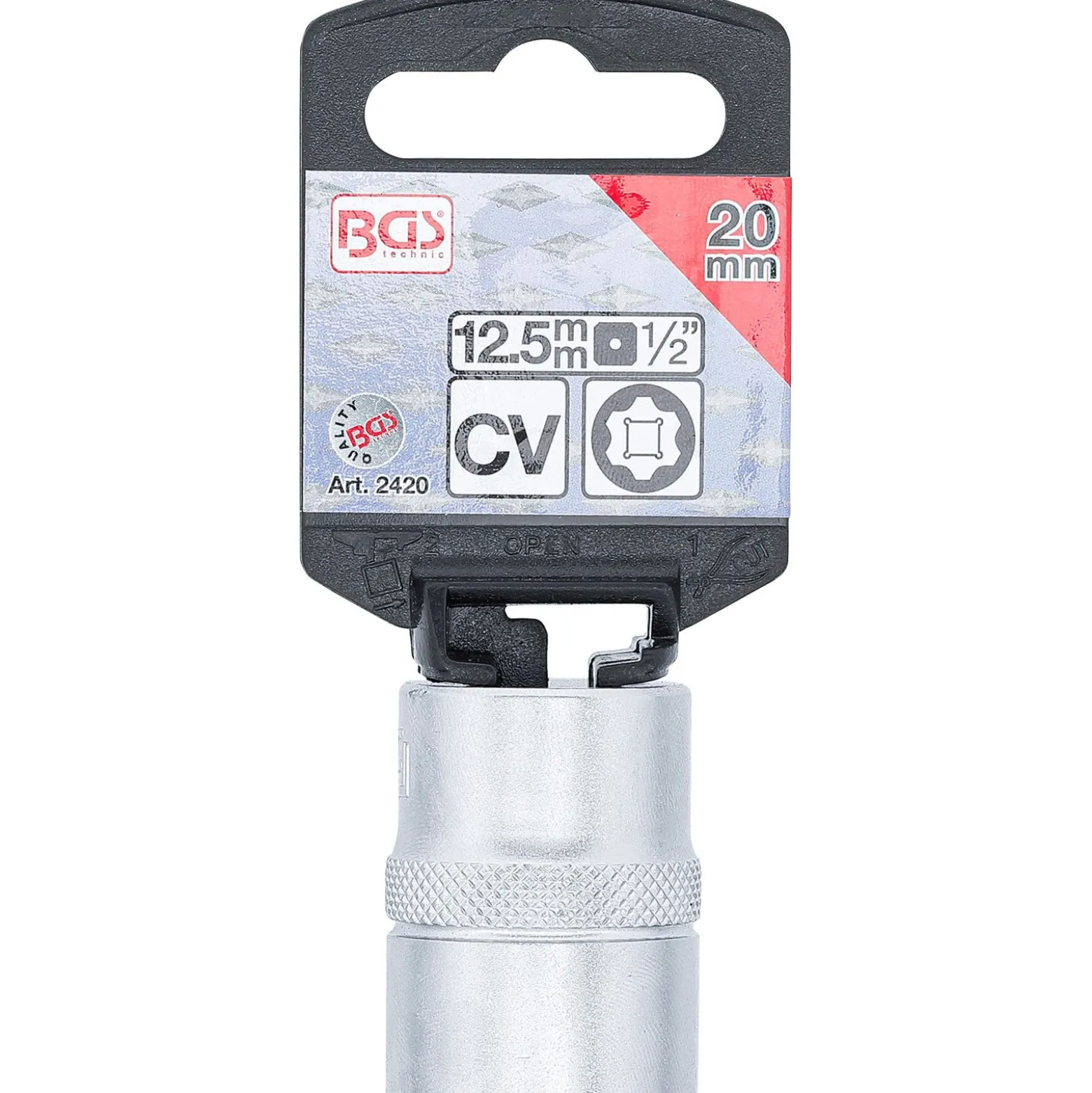 BGS Steckschlüssel-Einsatz Super Lock Antrieb Innenvierkant 12,5 mm (1/2") SW 20 mm - 2420
