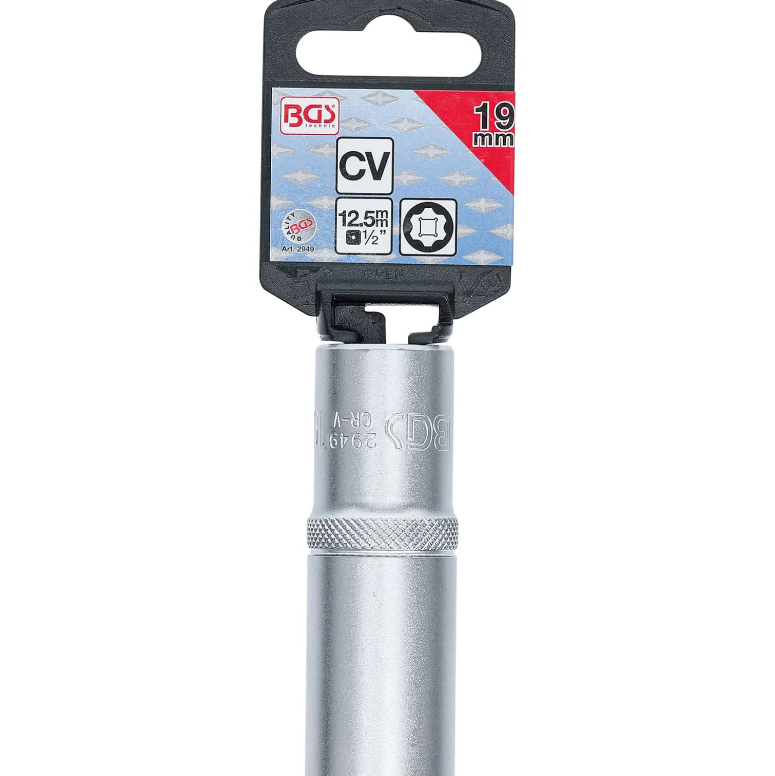 BGS Steckschlüssel-Einsatz Super Lock tief Antrieb Innenvierkant 12,5 mm (1/2") SW 19 mm - 2949