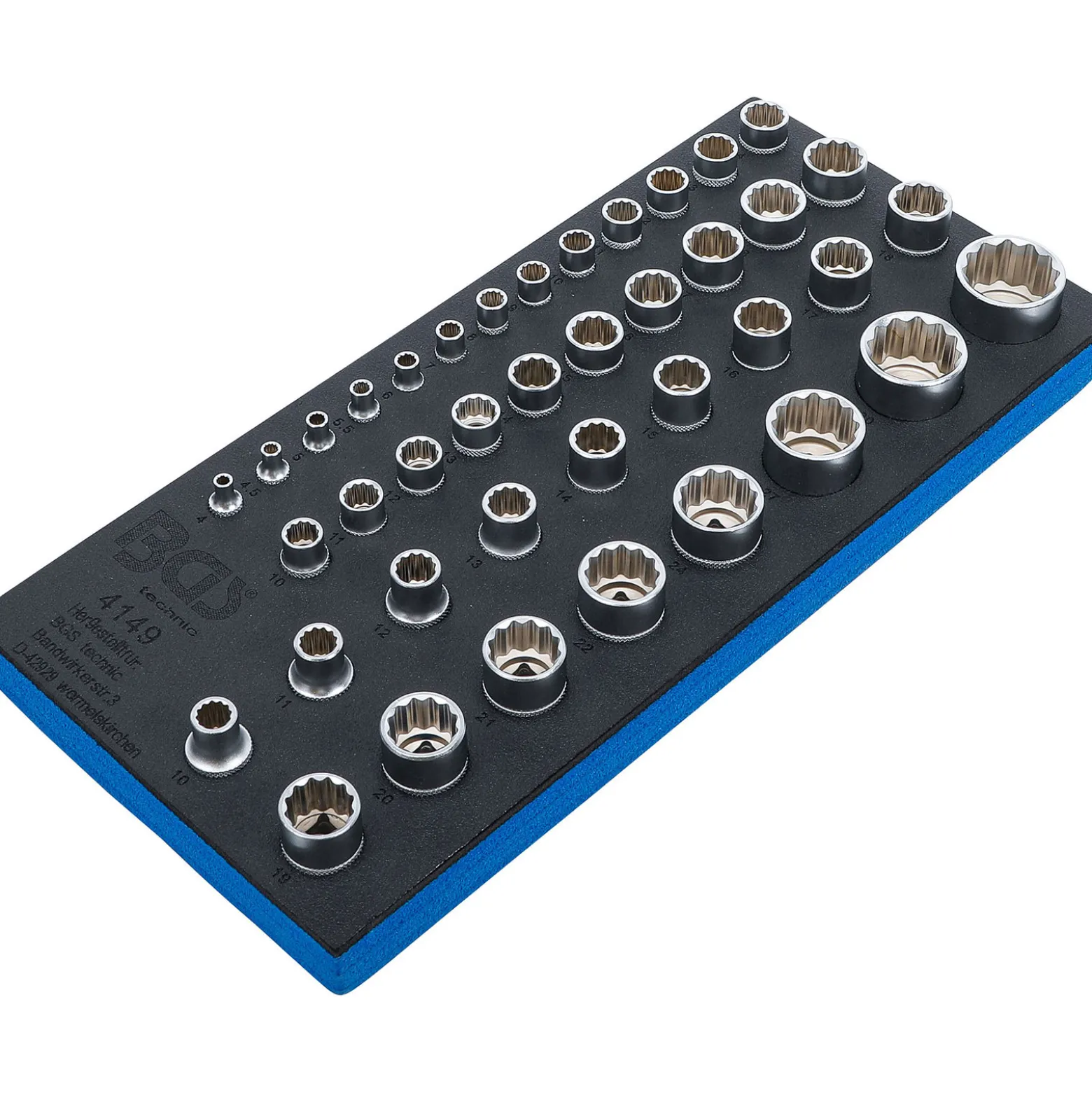 BGS Werkstattwageneinlage 1/3: Steckschlüssel-Einsätze Zwölfkant 6,3 mm (1/4") / 10 mm (3/8") / 12,5 mm (1/2") 40tlg. - 4149