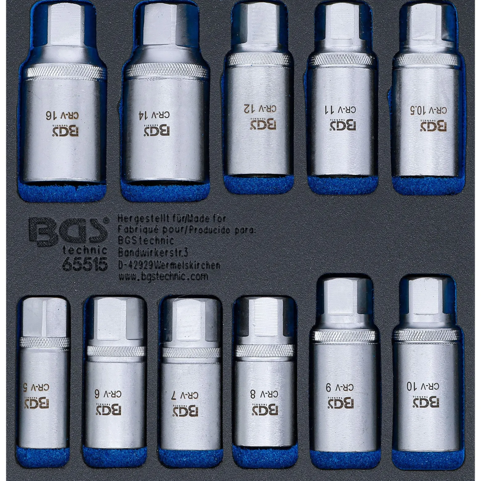 BGS Werkstattwageneinlage 1/6: Stehbolzen-Ausdreher-Satz 5 - 16 mm 11tlg. - 65515