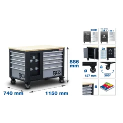 BGS Werkstattwagen 2 x 5 Schubladen 1 Schrank leer - 4199