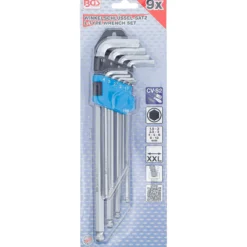 BGS Winkelschlüssel-Satz extra lang Innensechskant/Innensechskant mit Kugelkopf 1,5 - 10 mm 9tlg. - 790