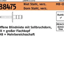 Blindniete R 88474 FLAKO 4,8x15 K16 Niet Sta verz./Dorn Sta verz. 250St. GESIPA