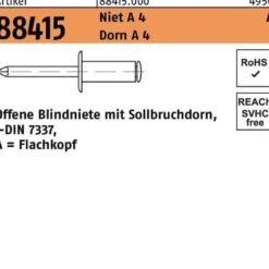 Blindniete R 88415 FLAKO 3x 8 Niet A 4/Dorn A 4 500 Stück