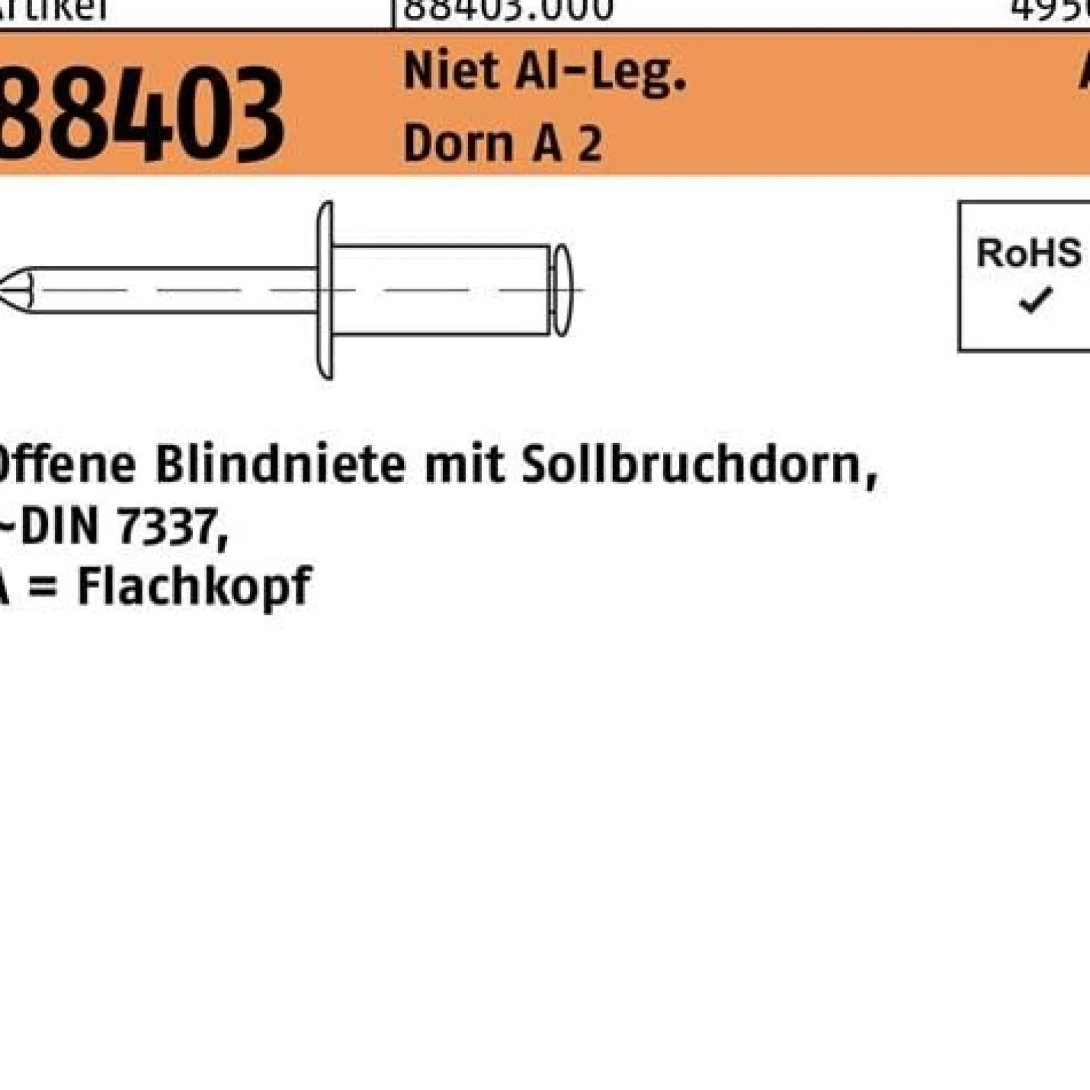 Blindniete R 88403 FLAKO 5x 25 Niet Aluminium/Dorn A 2 250 Stück
